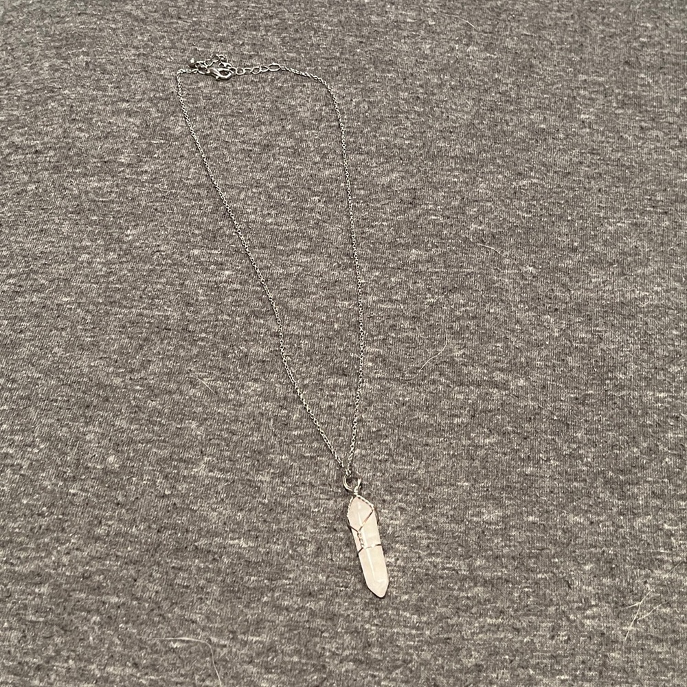 Blush crystals, silver chain